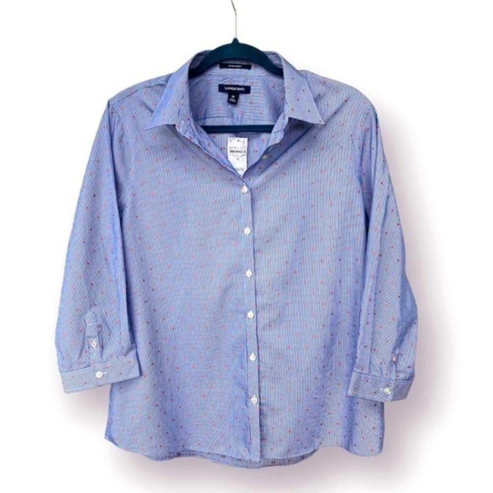 Land’s End Gingham Cotton Button Down Size 12